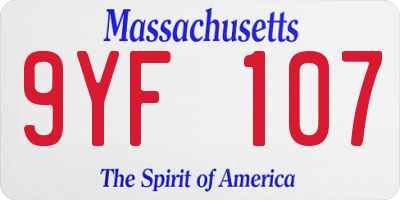 MA license plate 9YF107