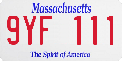 MA license plate 9YF111