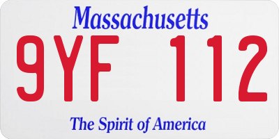 MA license plate 9YF112