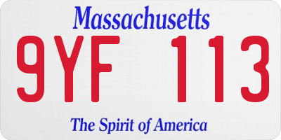 MA license plate 9YF113