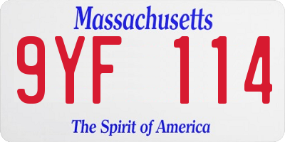 MA license plate 9YF114