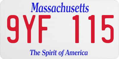 MA license plate 9YF115