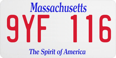 MA license plate 9YF116