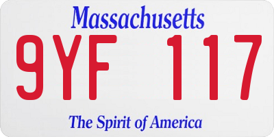 MA license plate 9YF117