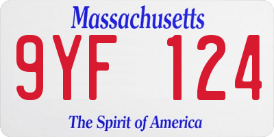 MA license plate 9YF124