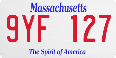 MA license plate 9YF127