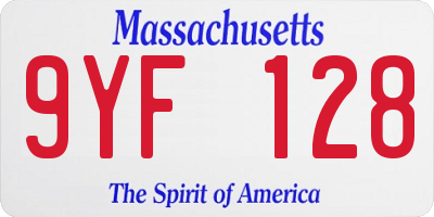 MA license plate 9YF128