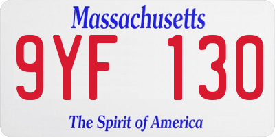 MA license plate 9YF130