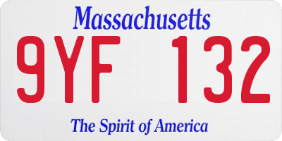 MA license plate 9YF132