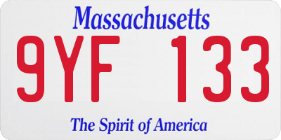 MA license plate 9YF133