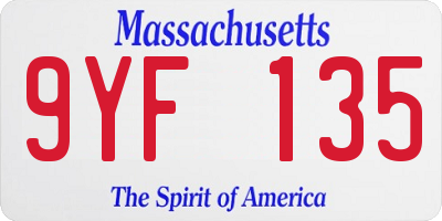 MA license plate 9YF135