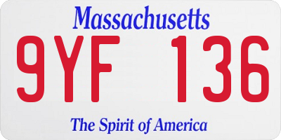 MA license plate 9YF136