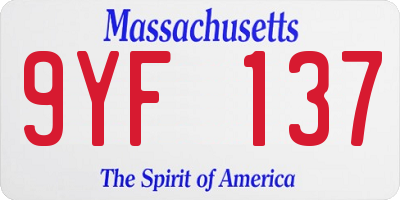 MA license plate 9YF137