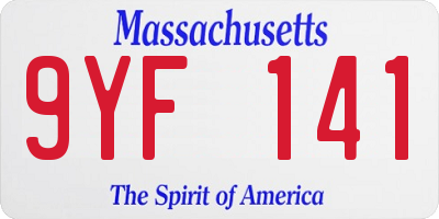 MA license plate 9YF141