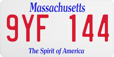 MA license plate 9YF144