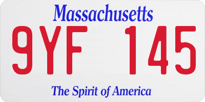 MA license plate 9YF145