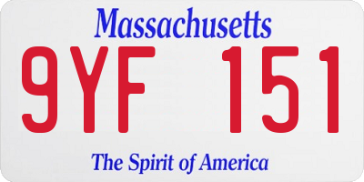 MA license plate 9YF151