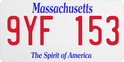 MA license plate 9YF153