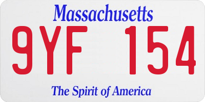 MA license plate 9YF154