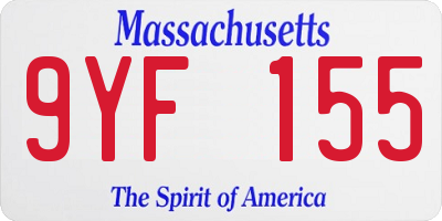 MA license plate 9YF155