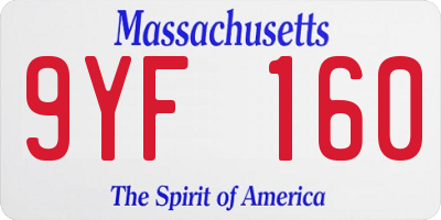 MA license plate 9YF160