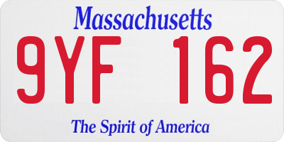 MA license plate 9YF162