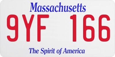 MA license plate 9YF166