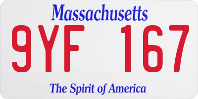 MA license plate 9YF167