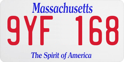 MA license plate 9YF168