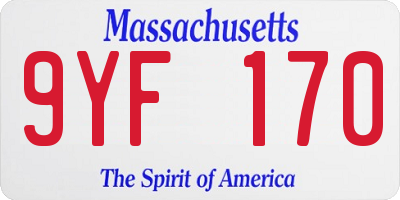 MA license plate 9YF170