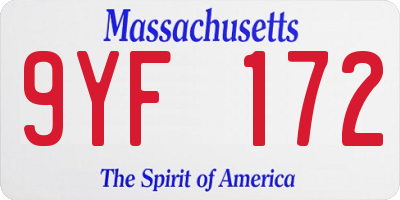 MA license plate 9YF172