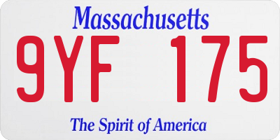 MA license plate 9YF175