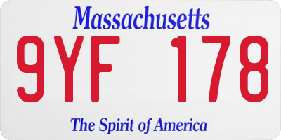MA license plate 9YF178