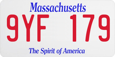 MA license plate 9YF179