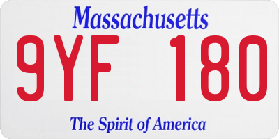 MA license plate 9YF180