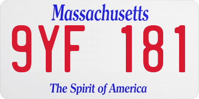 MA license plate 9YF181
