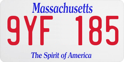 MA license plate 9YF185