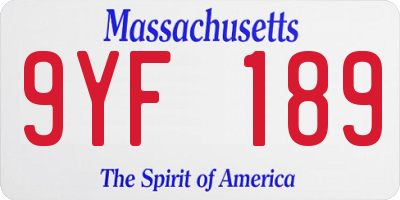 MA license plate 9YF189