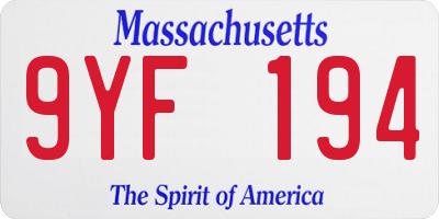 MA license plate 9YF194