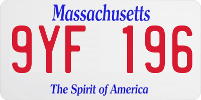 MA license plate 9YF196