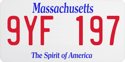 MA license plate 9YF197