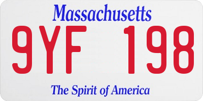 MA license plate 9YF198