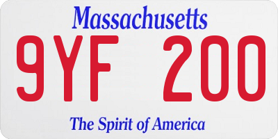 MA license plate 9YF200