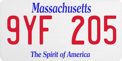 MA license plate 9YF205