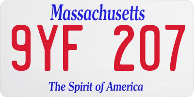 MA license plate 9YF207