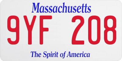 MA license plate 9YF208