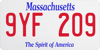 MA license plate 9YF209