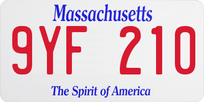 MA license plate 9YF210