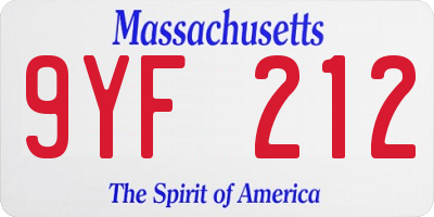 MA license plate 9YF212