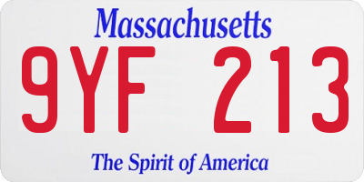 MA license plate 9YF213
